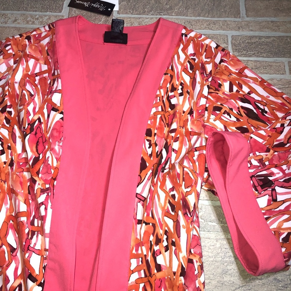 Maggie Barnes 0X NWT Pink Open Cardigan Wide Sleev